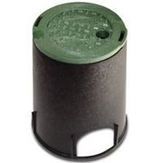 Nds NDS 107BC Valve Box with Overlapping ICV Cover, Round, Polyolefin, Black/Green 107BC-AST